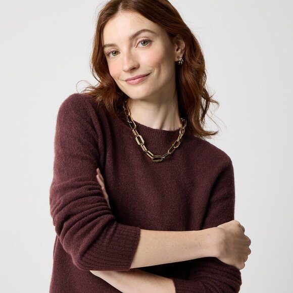 NWT J.Crew Factory Crewneck sweater in extra-soft yarn Cocoa Berry - Picture 2 of 3